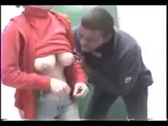 Ribald sex in a public setting while watching a non-professional sex film